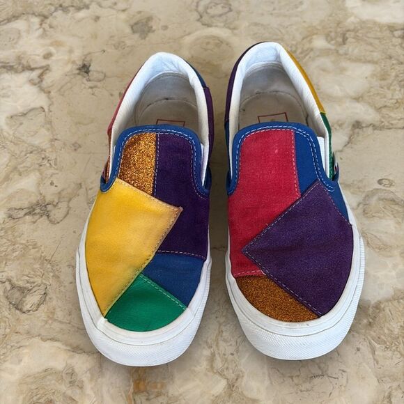 Rare VANS Pride Patchwork SLIP ON Skate Shoes UNISEX Women’s SZ 7.5 /Men’s Sz 6 - Picture 4 of 11